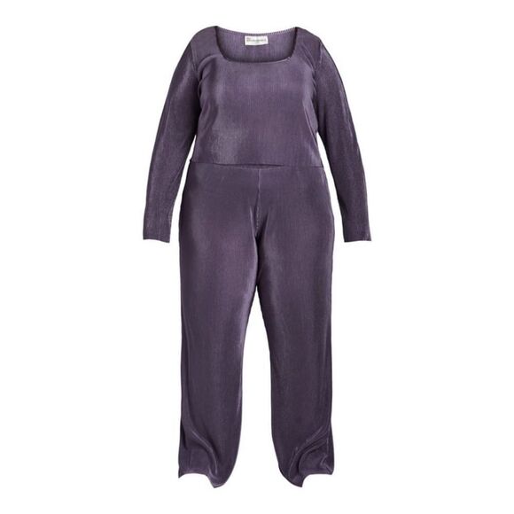 🆕👖Pleated Square Neck Top and Pants Set -Elderberry - Picture 4 of 4